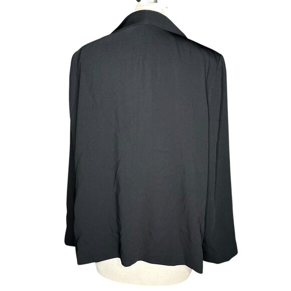 EILEEN FISHER Black Open Front Blazer Jacket Pockets Women's Size Large - Picture 3 of 8